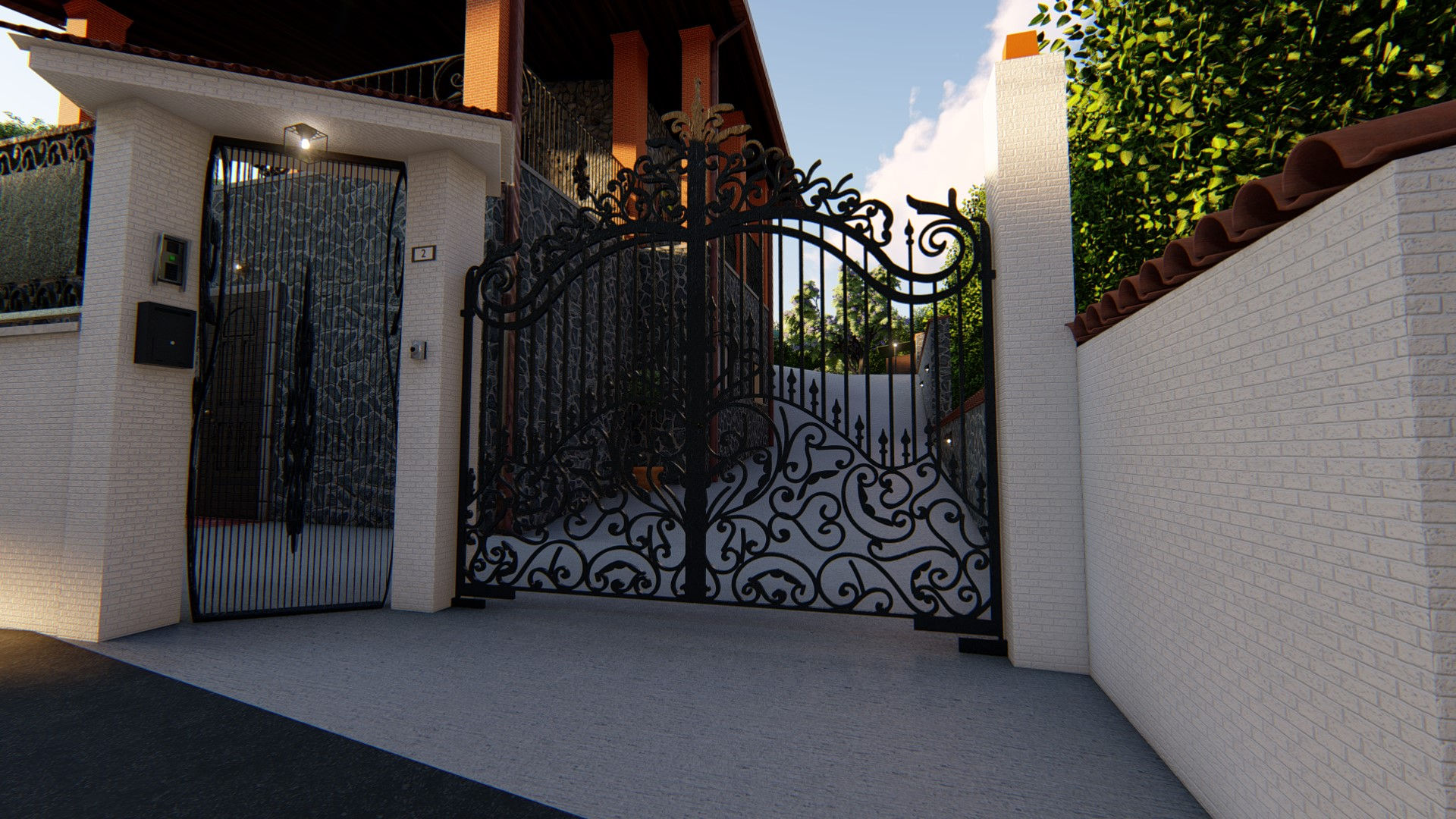 Render cancello ferro battuto