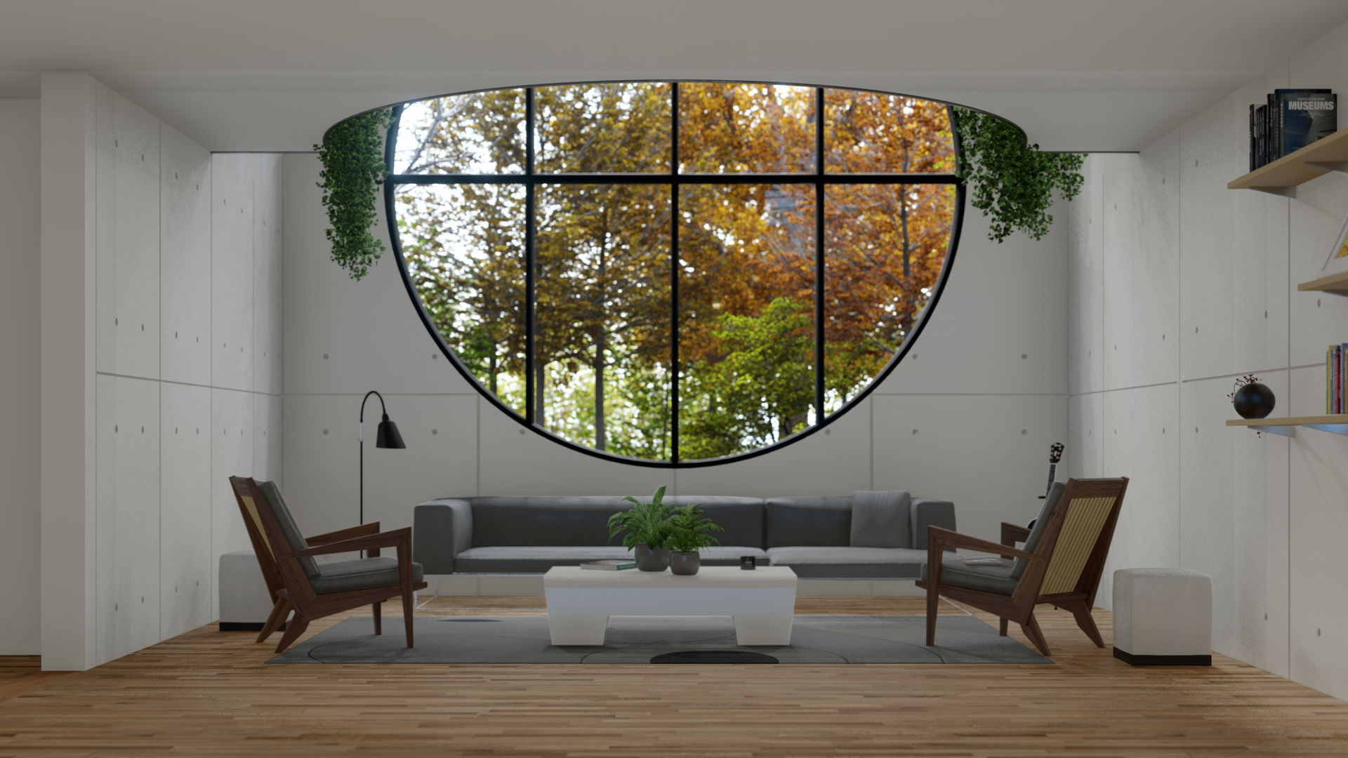 Render soggiorno panoramico